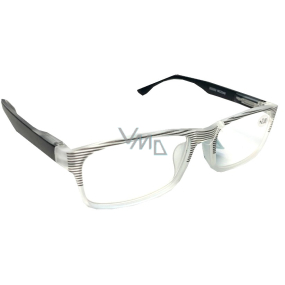 Berkeley Reading dioptric glasses +2.0 plastic transparent, black stripes 1 piece MC2248