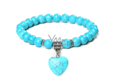 Tyrkenite + Heart bracelet elastic natural stone, bead 8 mm / 19 cm, stone of young people, looking for a life goal