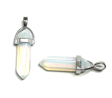 Opalite pendulum hexagon pendant synthetic stone 41 x 13 mm, stone of wishes and hopes