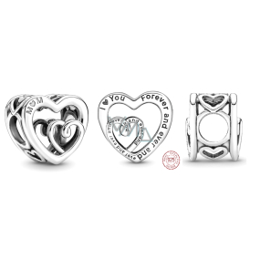 Sterling silver 925 Hearts, linked infinite - strong bond between a mother and her children, bead on a bracelet family