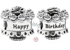Charm Sterling silver 925 Happy Birthday, bead on bracelet birthday