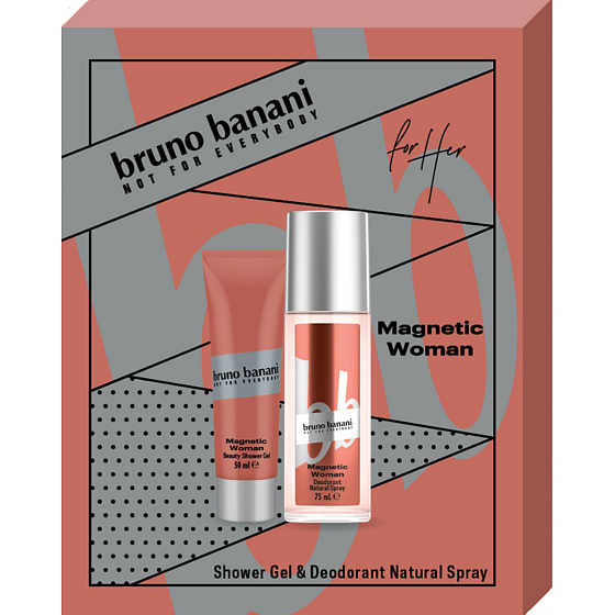 Bruno Banani Magnetic Woman perfumed deodorant glass 75 ml + shower gel 50 ml, cosmetic set for women