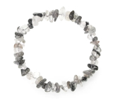 Crystal with tourmaline bracelet elastic chopped natural stone 19 cm, stone stones