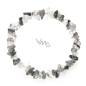 Crystal with tourmaline bracelet elastic chopped natural stone 19 cm, stone stones