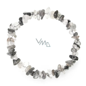 Crystal with Tourmaline elastic bracelet, natural stone, 19 cm, stone of stones