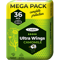 Carin Ultra Wings Camomile Women's Pads, 36 pcs