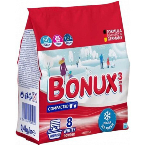 Bonux Laundry Powder White Polar Ice Fresh, 400 g, 8 doses