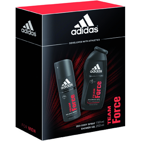 Adidas Team Force deodorant spray for men 150 ml + shower gel 250 ml, cosmetic set
