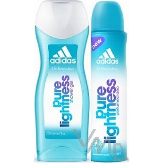 Adidas Pure Lightness shower gel 250 ml + deodorant spray for women 150 ml, cosmetic set