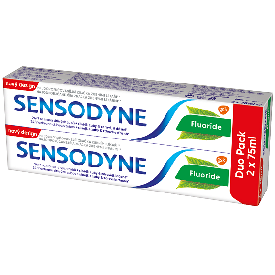 Sensodyne Fluoride containing potassium nitrate toothpaste reduces the sensitivity of teeth and exposed necks 2 x 75 ml, duopack