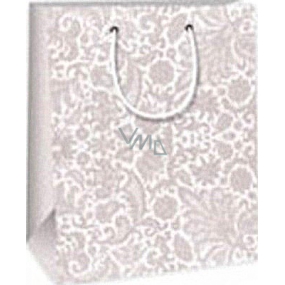 Ditipo Gift paper bag 18 x 10 x 22.7 cm gray lace pattern