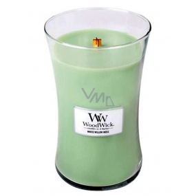 WoodWick White Willow Moss - Willow and Moss scented candle with wooden wick and lid glass large 609.5 g