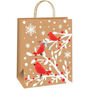 Ditipo Gift paper bag EKO 22 x 10 x 29 cm beige 3 burgundy birds