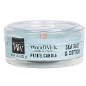 WoodWick Sea Salt & Cotton - Sea salt and cotton scented candle with wooden wick petite 31 g