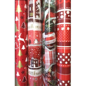 Zöwie Gift wrapping paper 70 x 500 cm Christmas red white and gold trees and deer