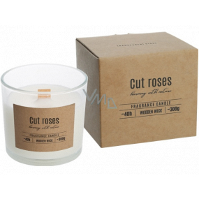 Bispol Cut Roses - Cut roses scented candle with wooden wick glass 300 g