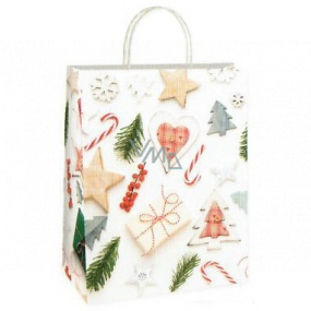 Ditipo Gift paper bag 22 x 10 x 29 cm ECO Christmas white - wooden decorations