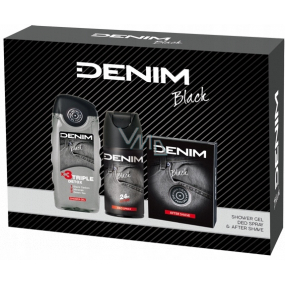 Denim Black aftershave 100 ml + deodorant spray 150 ml + shower gel 250 ml, cosmetic set for men