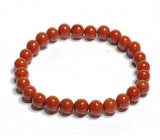 Jasper red bracelet elastic natural stone, ball 6 mm / 16-17 cm, full care stone