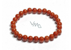 Jasper red bracelet elastic natural stone, ball 6 mm / 16-17 cm, full care stone