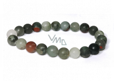 Heliotrope / Bloodstone matte bracelet elastic natural stone, ball 8 mm / 16 -17 cm, stone of courage