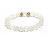 Selenite/Alabaster bracelet elastic natural stone, ball 8 mm / 16 - 17 cm, angelic energy