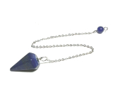 Lapis Lazuli pendulum natural stone 2,5 cm + 18 cm chain with bead, harmony stone