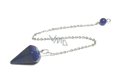 Lapis Lazuli pendulum natural stone 2,5 cm + 18 cm chain with bead, harmony stone