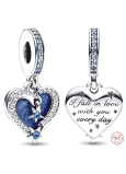 Charm Sterling Silver 925 Heart and Sky Falling Star 2in1, Love Bracelet Pendant