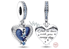 Charm Sterling Silver 925 Heart and Sky Falling Star 2in1, Love Bracelet Pendant