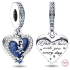 Charm Sterling Silver 925 Heart and Sky Falling Star 2in1, Love Bracelet Pendant