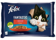 Felix Fantastic Multipack beef and chicken in jelly, complete food for adult cats 4 x 85 g