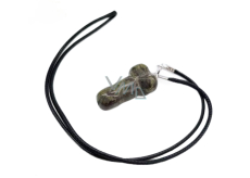 Heliotrop / Bloodstone Penis amulet pro plodnost, přívěsek přírodní kámen ručně broušený 3 cm, kámen odvahy