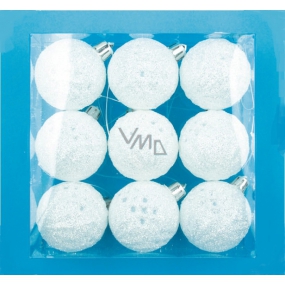 White pearl flasks for hanging 5 cm, 9 pieces in a box