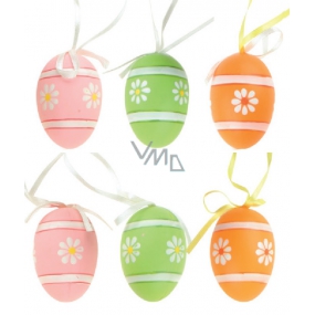 Plastic eggs for hanging orange, green, pink 6 cm in a bag of 6 pieces