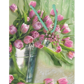 Nekupto Gift paper bag 23 x 18 x 10 cm Pink tulips 1 piece 1123 50 KFM