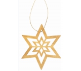 Light brown wooden star for hanging 10 cm
