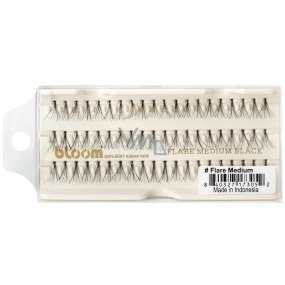 Bloom Natural Adhesive Lash Clusters from Natural Hair Medium Length with Knot Black Flare Medium 60 Pieces