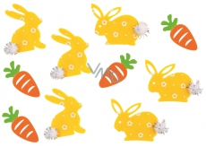 Hares and carrots with 4 cm adhesive, 10 pcs in bag