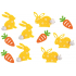 Hares and carrots with adhesive 4 cm, 10 pieces in a bag