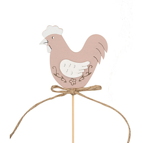 Hen wooden recess 5 cm + skewers brown