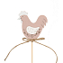 Hen wooden recess 5 cm + skewers brown
