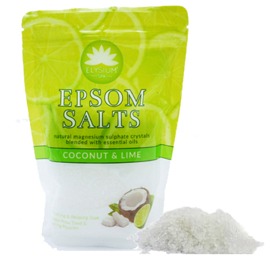 Elysium Spa Coconut and Lime Relaxing Bath Salt with Natural Magnesium and Essential Oils 450 g