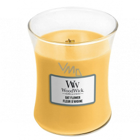 WoodWick Oat Flower - Oat flower scented candle with wooden wick and glass lid medium 275 g
