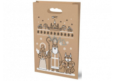 Anděl Gift paper bag 26 x 10 cm natural brown Mikuláš, devil, angel