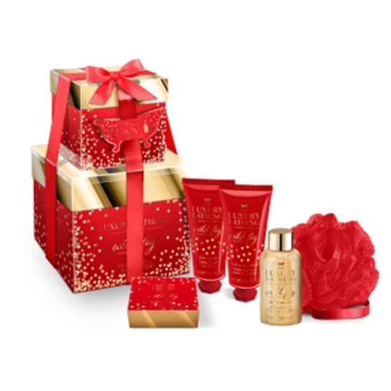 Grace Cole Majestic shower gel 50 ml + bath pearls 80 g + hand and nail cream 50 ml + body lotion 50 ml + cleansing sponge, body care gift set