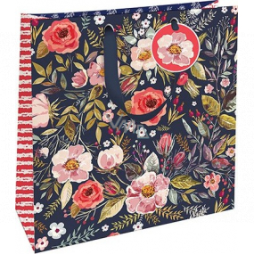 Nekupto Gift paper bag 32.5 x 32.5 x 14 cm Dark flower 1847 L - LIL