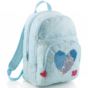 Miquelrius Backpack blue with heart with 3 compartments backpack 31.5 x 41.5 x 16.5 cm volume 23 liters