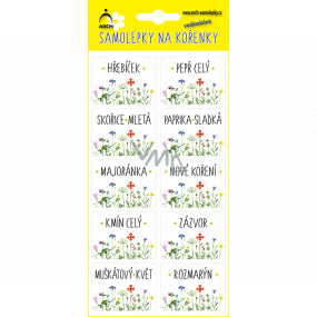 Arch Stickers for spices in a blister of meadow flowers 44 x 32 mm 75 pieces of labels