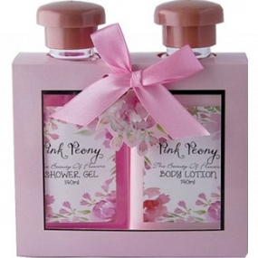 Salsa Collection Pink Peony Shower Gel 140 ml + Body Lotion 140 ml, cosmetic set in paper box window